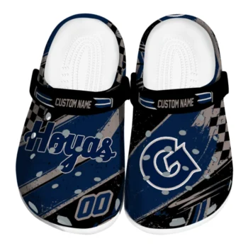 Georgetown Hoyas Clogs - Personalized Checkered Streaks Blue Black