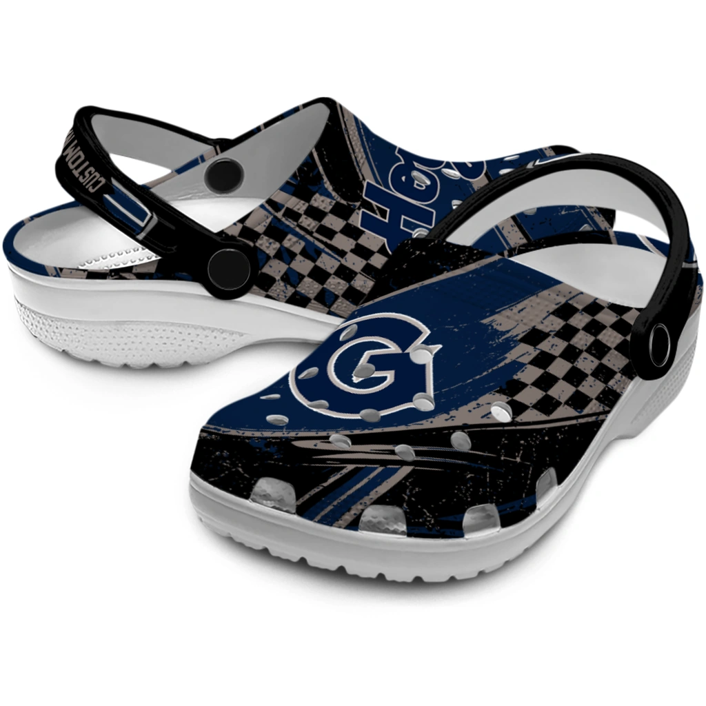 georgetown-hoyas-clog-personalized-checkered-streaks-blue-black-high-quality.webp