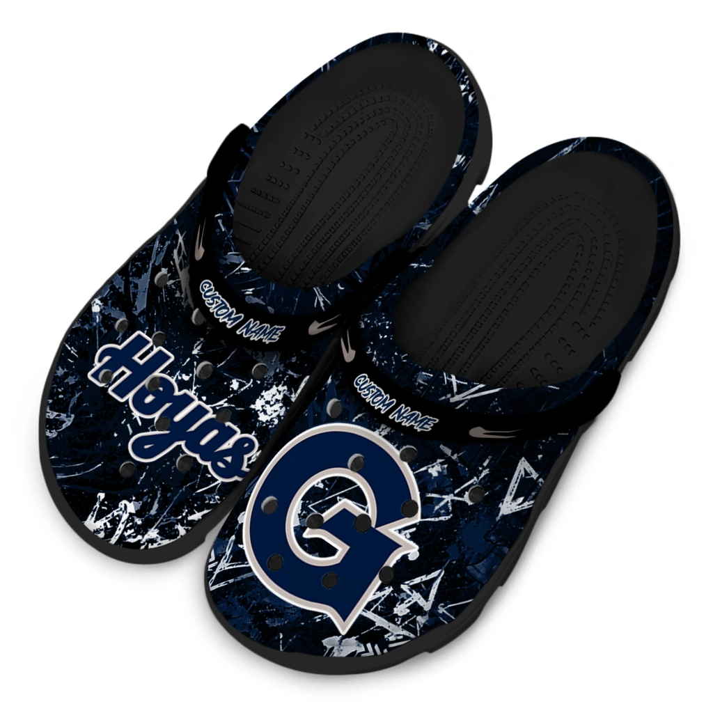 georgetown-hoyas-clog-personalized-graffiti-burst-blue-black-latest-model.webp