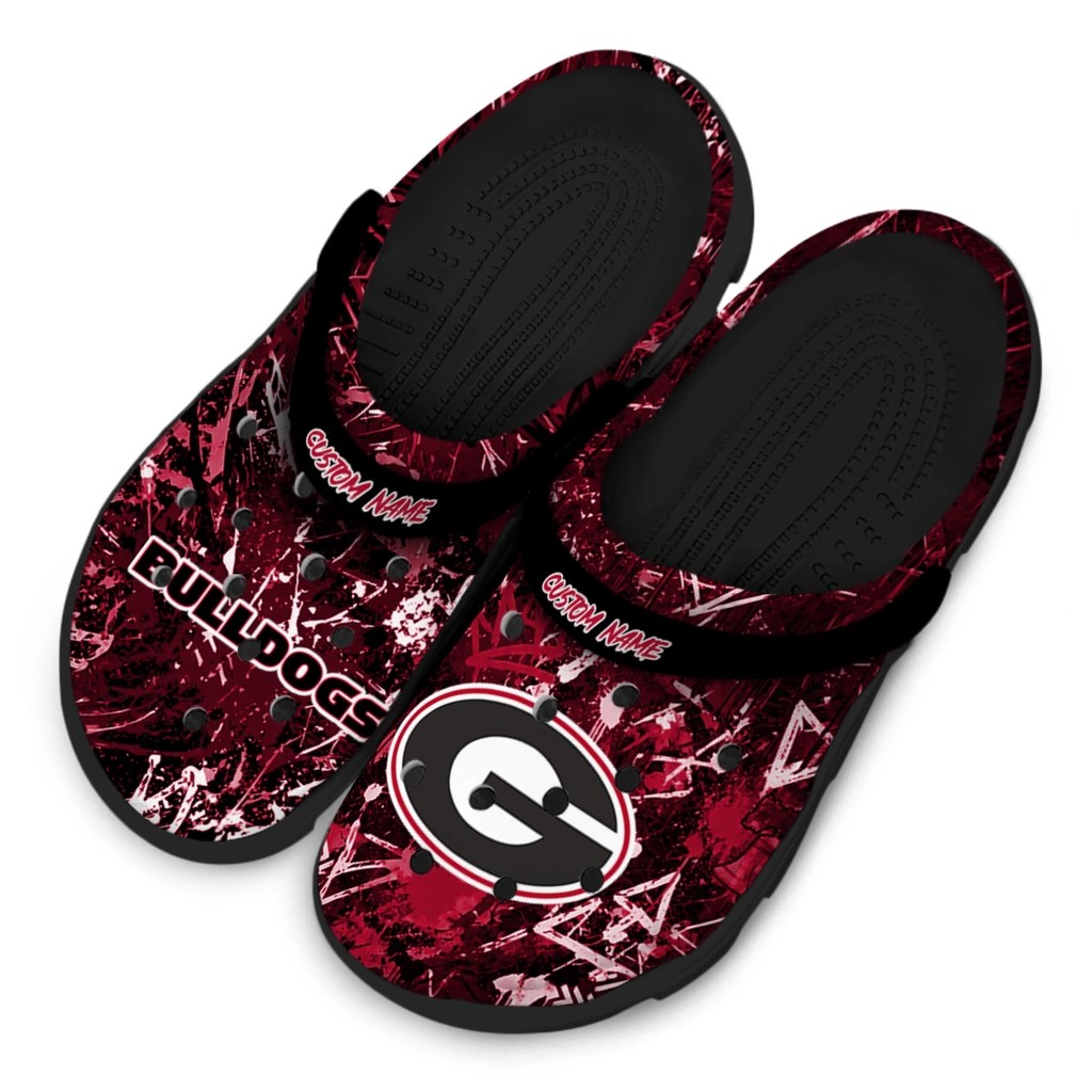 georgia-bulldogs-clog-custom-graffiti-burst-red-black-latest-model.webp