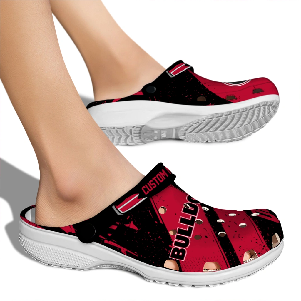 Georgia Bulldogs Clogs - Custom Checkered Streaks Red Black 2