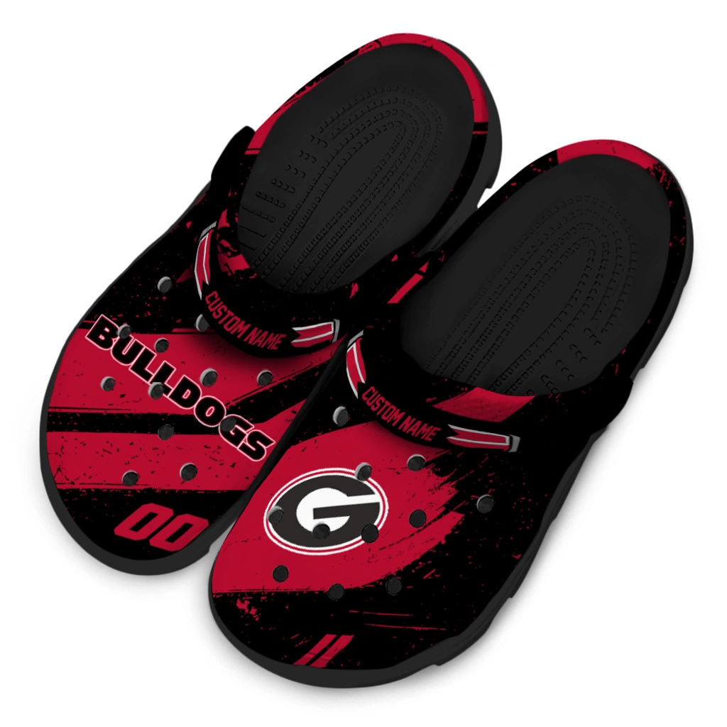Georgia Bulldogs Clogs - Custom Checkered Streaks Red Black 4