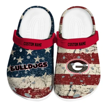 Georgia Bulldogs Clogs - Customized Distressed Stripes Red Blue