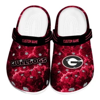 Georgia Bulldogs Clogs - Personalized Cracked Energy Red Black