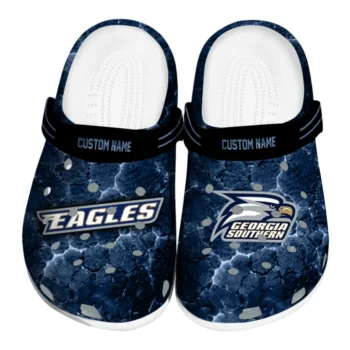 Georgia Southern Eagles Clogs - Custom Cracked Energy Blue Black