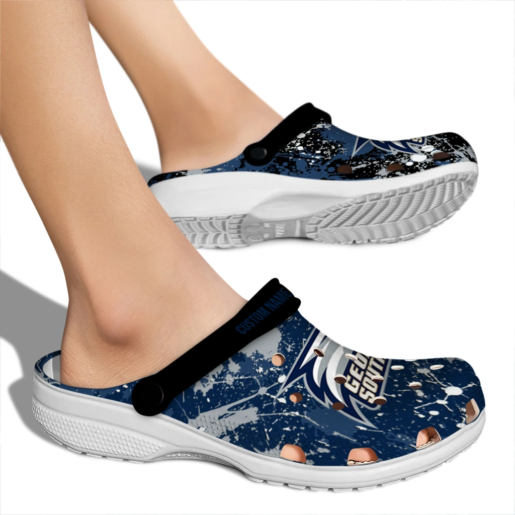 georgia-southern-eagles-clog-custom-splatter-splash-blue-black-fashion-forward.webp
