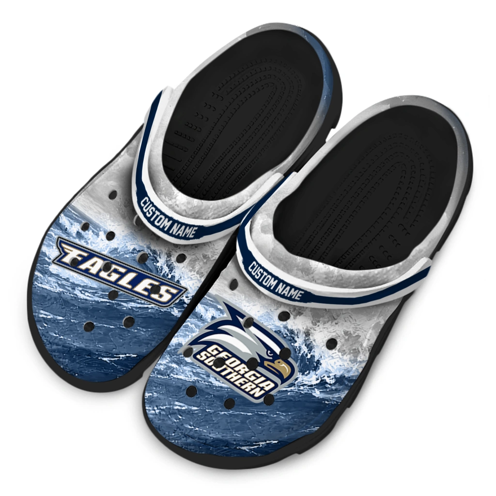georgia-southern-eagles-clog-customized-wave-swirl-blue-white-latest-model.webp