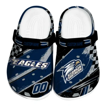 Georgia Southern Eagles Clogs - Personalized Circuit Geometry Blue Black