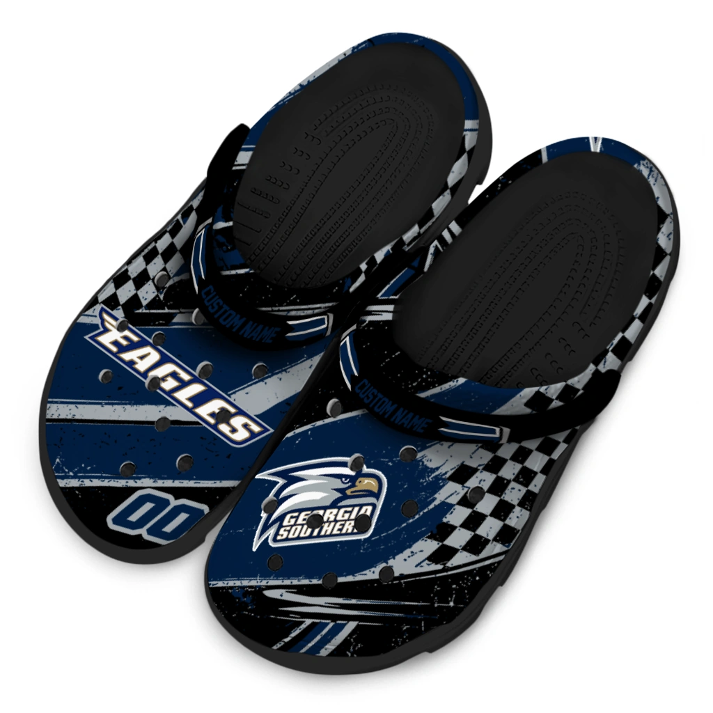 Georgia Southern Eagles Clogs - Personalized Circuit Geometry Blue Black 4