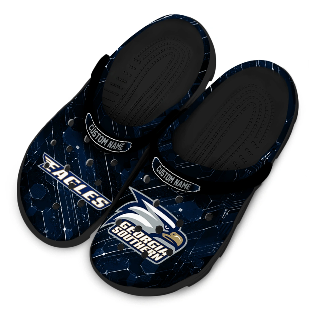 georgia-southern-eagles-clog-personalized-circuit-geometry-blue-black-latest-model.webp
