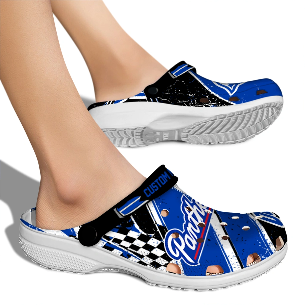 Georgia State Panthers Clogs - Personalized Checkered Streaks Blue Black 2