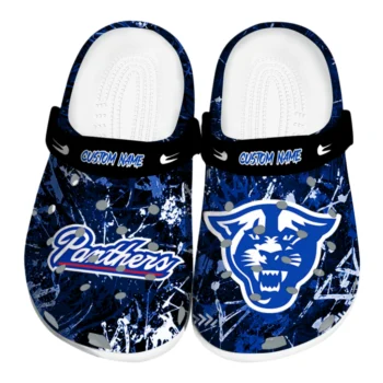 Georgia State Panthers Clogs - Personalized Graffiti Burst Blue Black