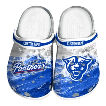 Georgia State Panthers Clogs - Personalized Wave Swirl Blue White