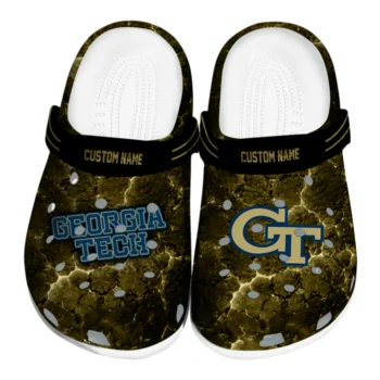 Georgia Tech Yellow Jackets Clogs - Custom Cracked Energy Gold Black