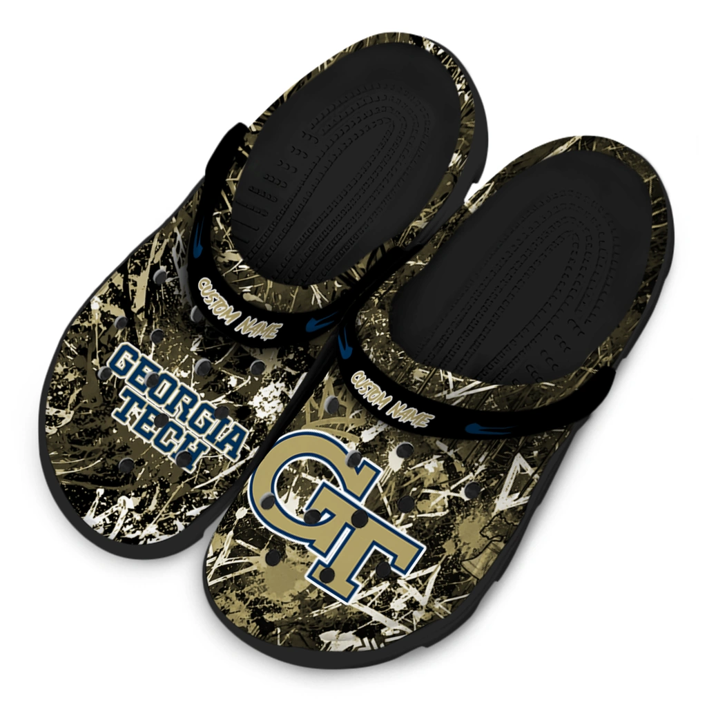 georgia-tech-yellow-jackets-clog-customized-graffiti-burst-gold-black-latest-model.webp