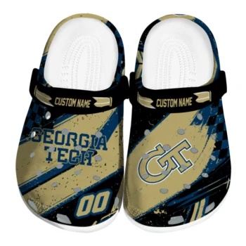 Georgia Tech Yellow Jackets Clogs - Personalized Circuit Geometry Gold Black