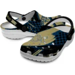 Georgia Tech Yellow Jackets Clogs – Customized Checkered Streaks Gold Black 1
