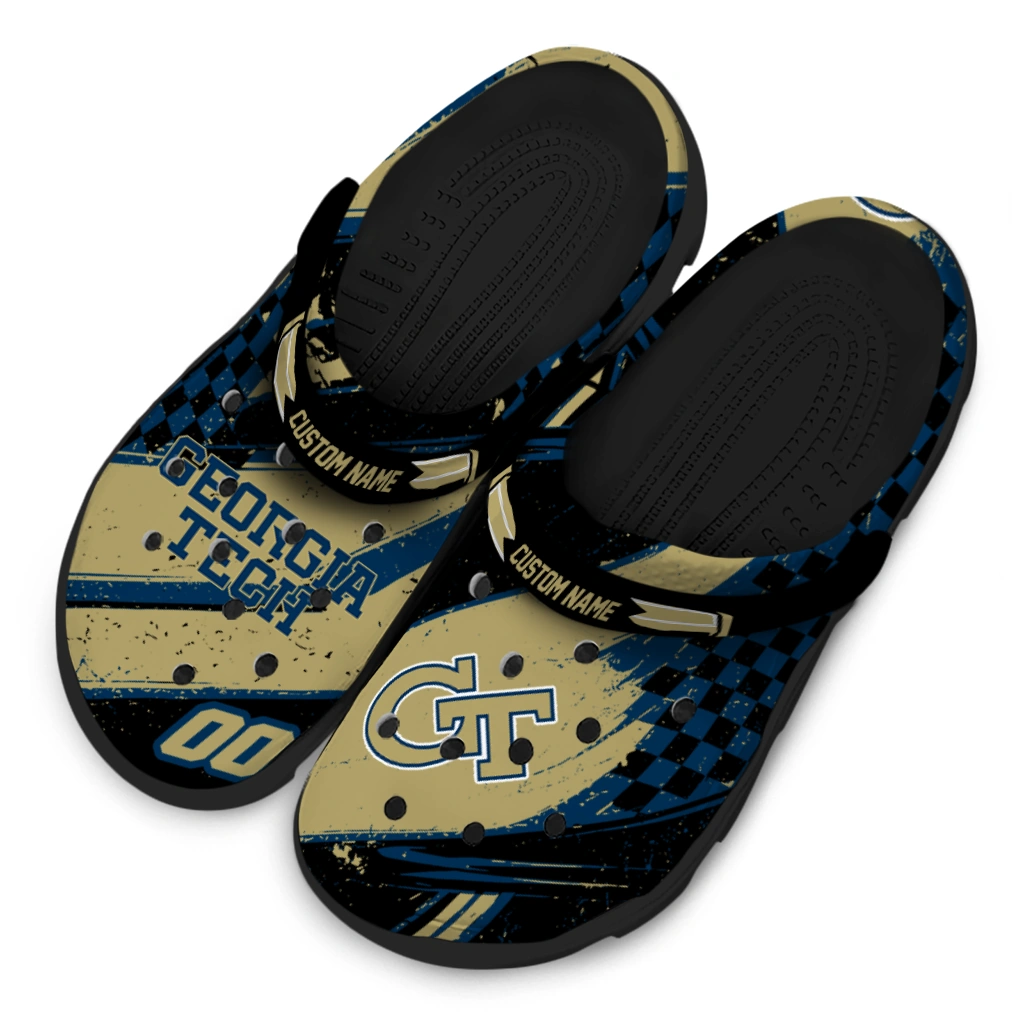Georgia Tech Yellow Jackets Clogs - Personalized Circuit Geometry Gold Black 4
