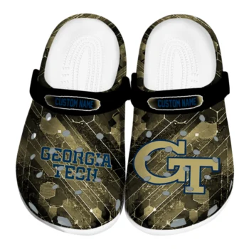 Georgia Tech Yellow Jackets Clogs - Personalized Circuit Geometry Gold Black