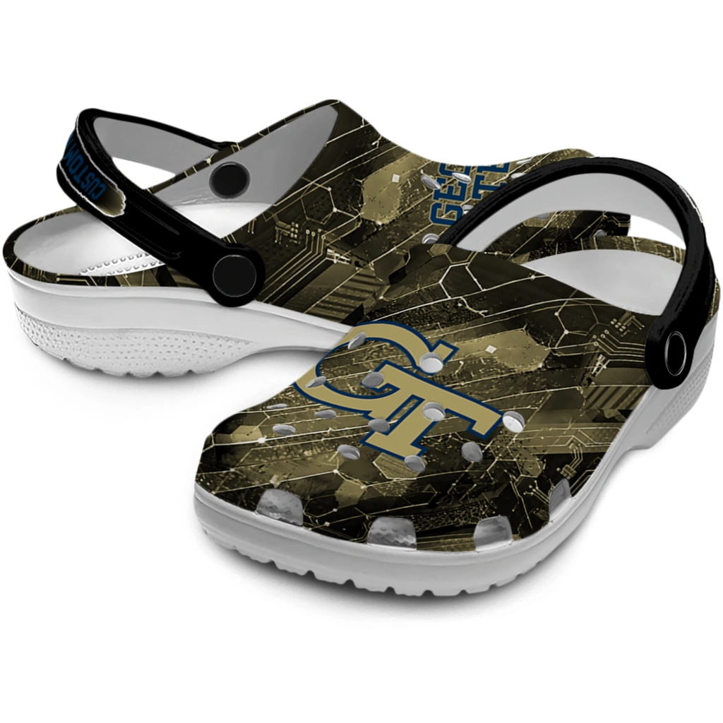 georgia-tech-yellow-jackets-clog-personalized-circuit-geometry-gold-black-high-quality.webp