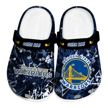 Golden State Warriors Clogs - Custom Graffiti Burst Blue Black