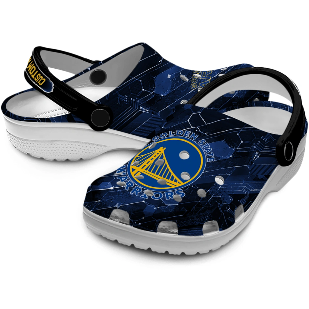 golden-state-warriors-clog-customized-circuit-geometry-blue-black-high-quality.webp