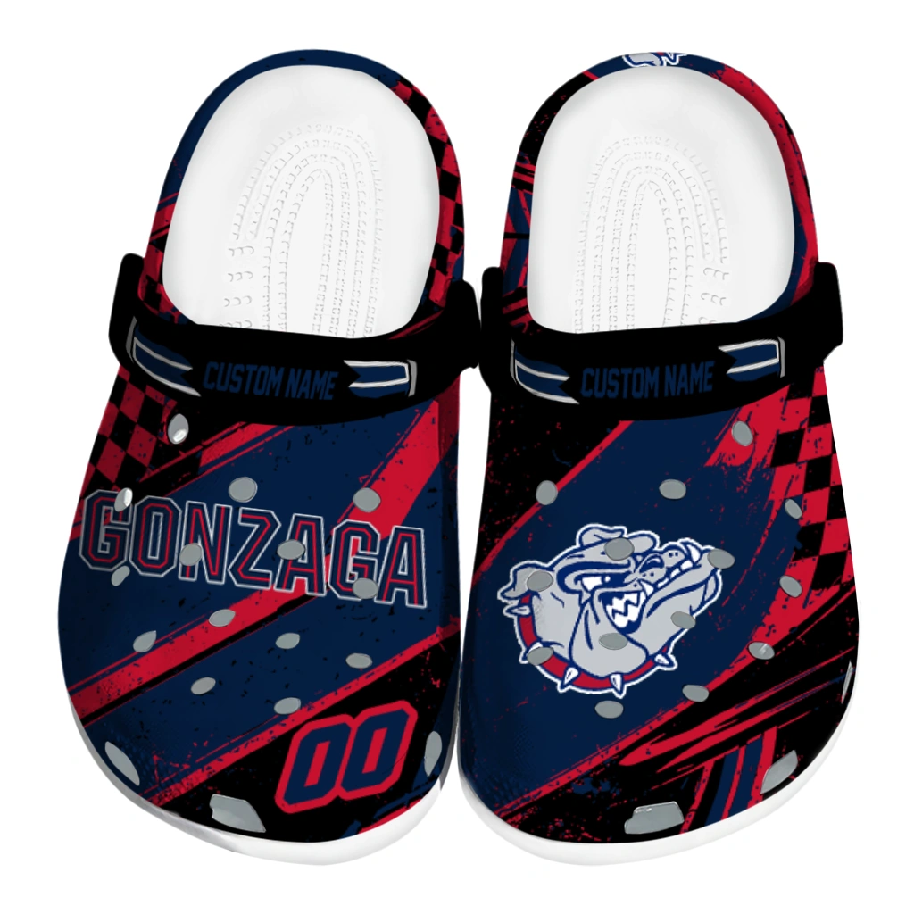 Gonzaga Bulldogs Clogs - Custom Checkered Streaks Blue Black 1 gonzaga bulldogs clog customized checkered streaks blue black best selling