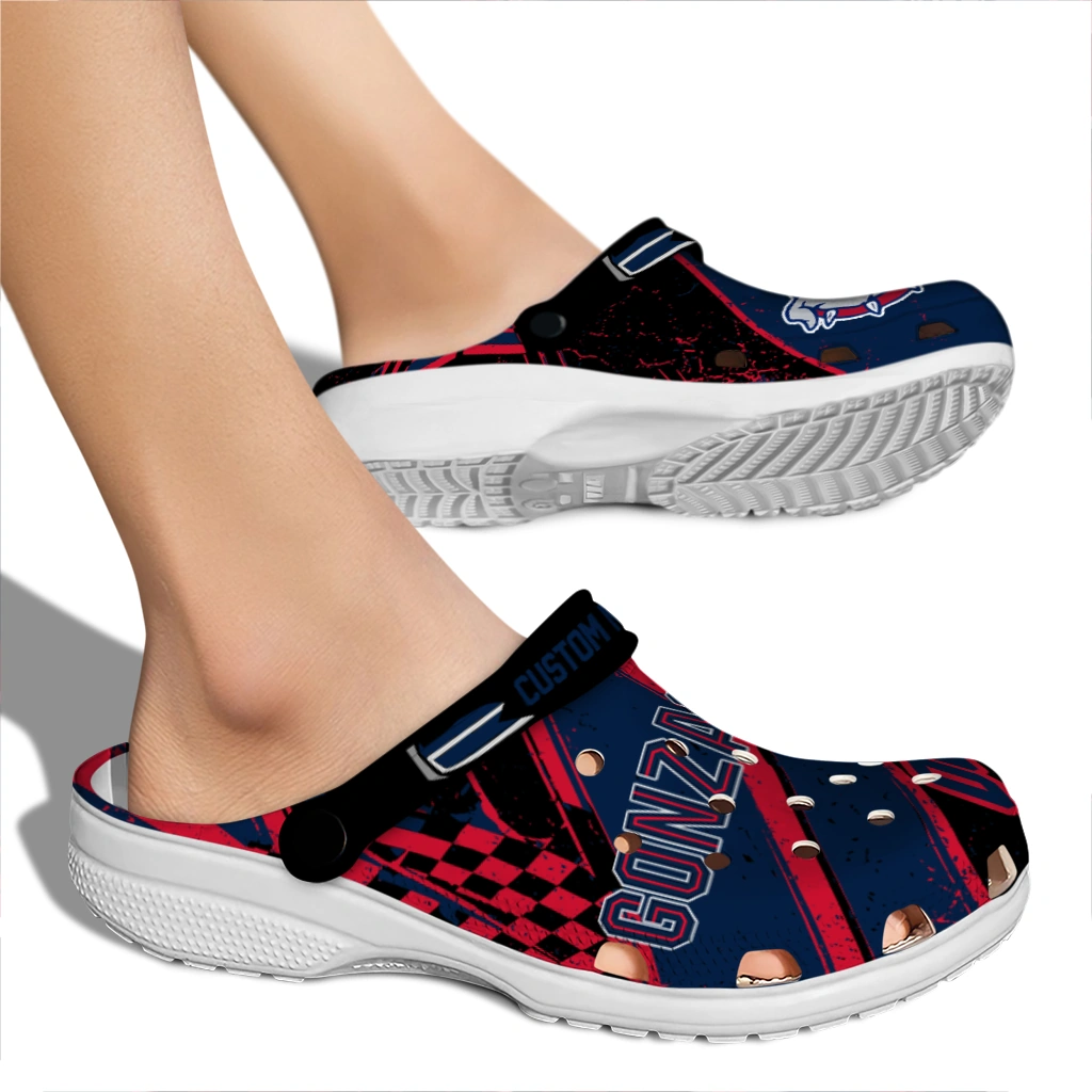 Gonzaga Bulldogs Clogs - Custom Checkered Streaks Blue Black 2