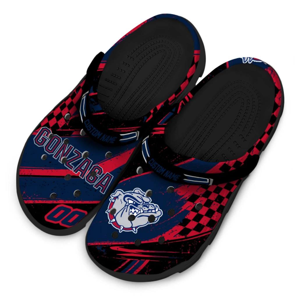 Gonzaga Bulldogs Clogs - Custom Checkered Streaks Blue Black 4