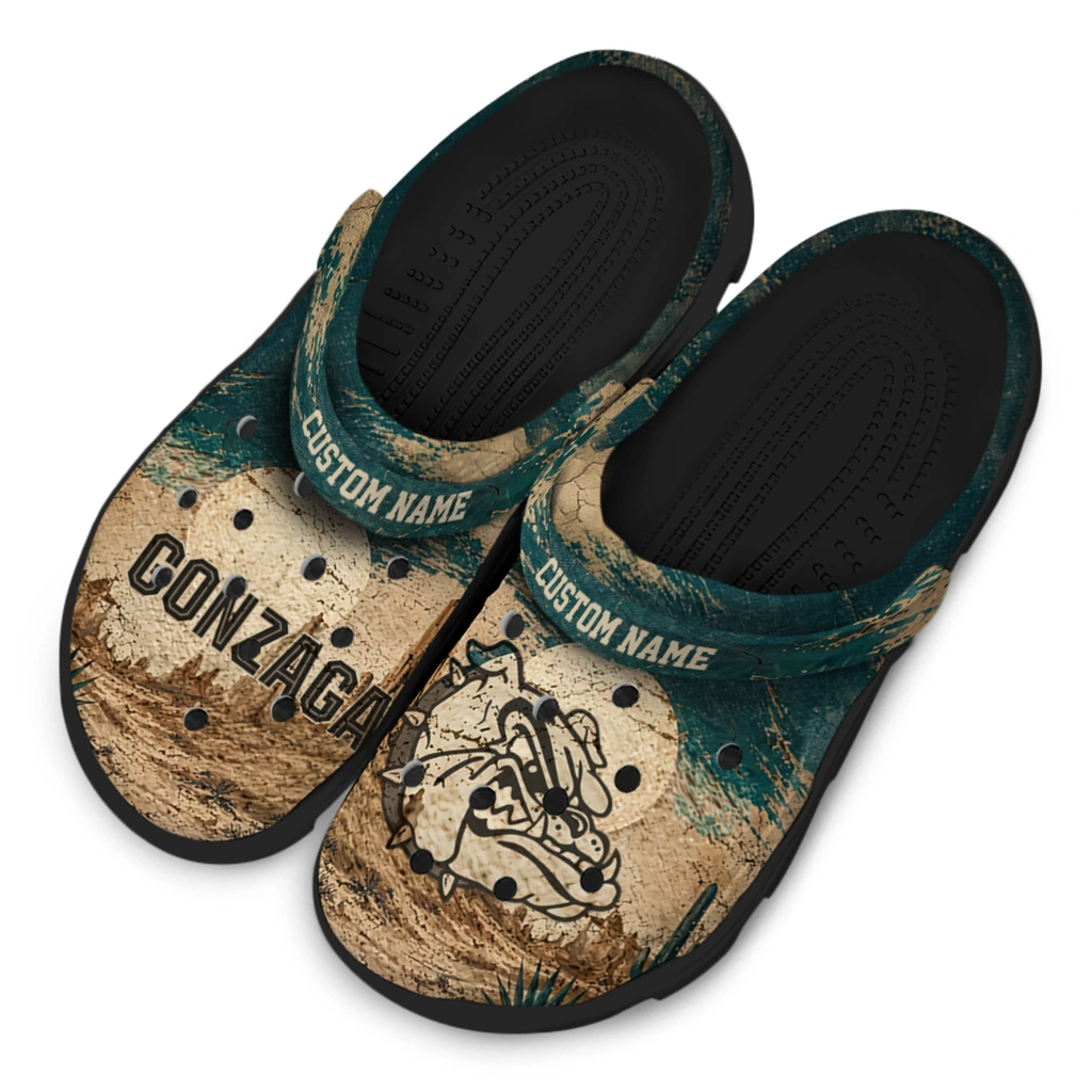 gonzaga-bulldogs-clog-customized-cracked-landscape-fir-green-beige-latest-model.webp
