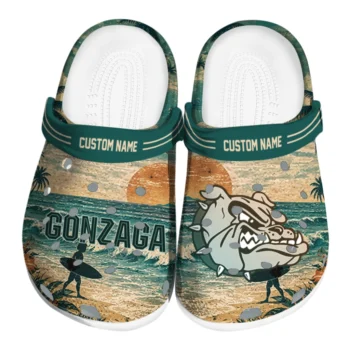 Gonzaga Bulldogs Clogs - Personalized Wave Scene Fir Green