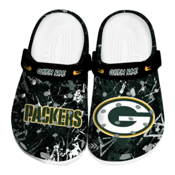 Green Bay Packers Clogs - Custom Graffiti Burst Green Black