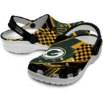Green Bay Packers Clogs – Custom Checkered Streaks Green Black 1