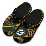 Green Bay Packers Clogs – Custom Checkered Streaks Green Black 1