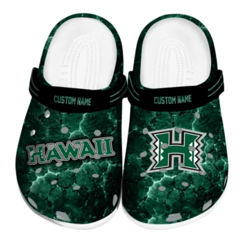 Hawaii Rainbow Warriors Clogs - Custom Cracked Energy Green Black