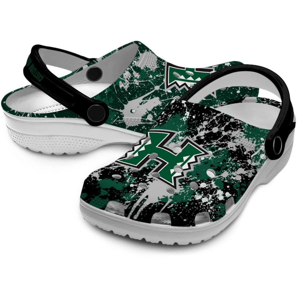 hawaii-rainbow-warriors-clog-custom-splatter-splash-green-black-high-quality.webp