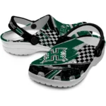hawaii-rainbow-warriors-clog-customized-checkered-streaks-green-black-best-selling.webp