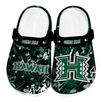 Hawaii Rainbow Warriors Clogs - Customized Graffiti Burst Green Black
