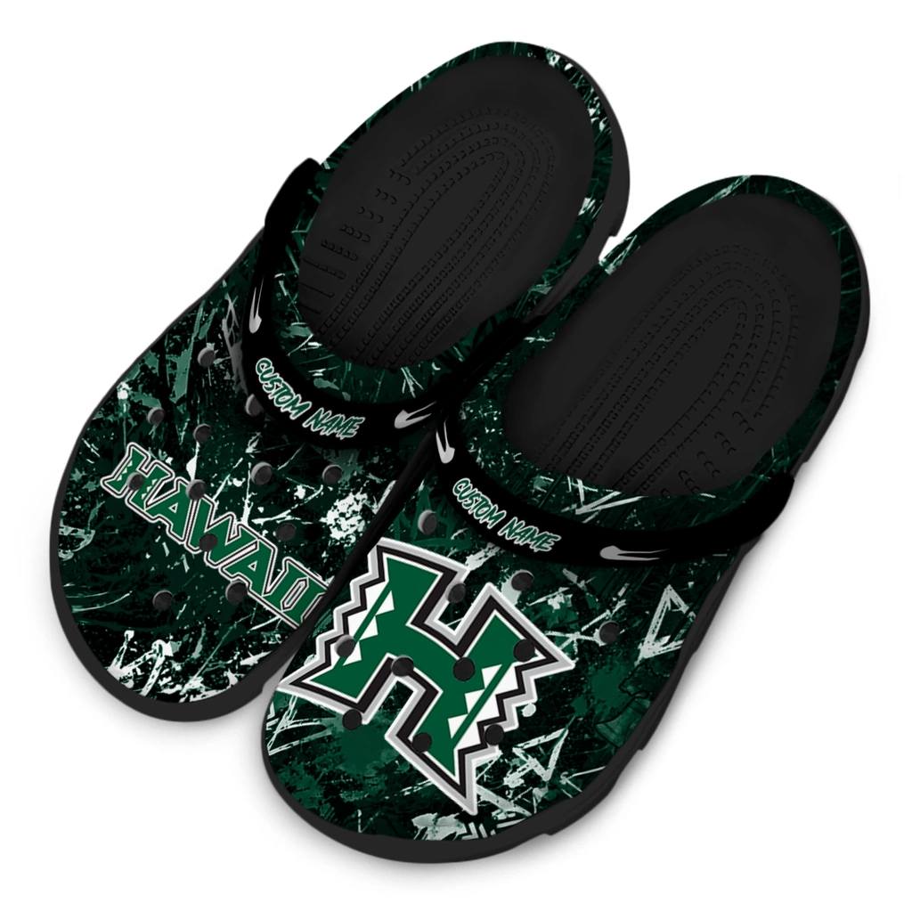 hawaii-rainbow-warriors-clog-customized-graffiti-burst-green-black-latest-model.webp