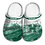 hawaii-rainbow-warriors-clog-customized-wave-swirl-green-white-best-selling.webp