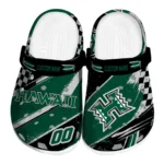 Hawaii Rainbow Warriors Clogs - Customized Checkered Streaks Green Black 1 Hawaii Rainbow Warriors Clogs – Customized Checkered Streaks Green Black 1