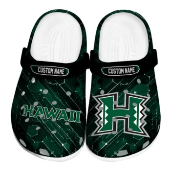 Hawaii Rainbow Warriors Clogs - Personalized Circuit Geometry Green Black