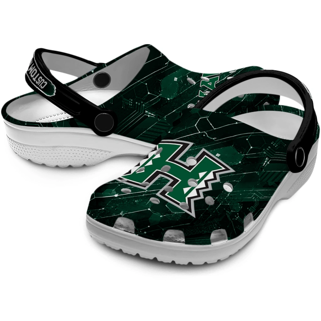 hawaii-rainbow-warriors-clog-personalized-circuit-geometry-green-black-high-quality.webp