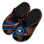 Houston Astros Clogs – Personalized Checkered Streaks Blue Black 1