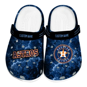 Houston Astros Clogs - Customized Cracked Energy Blue Black