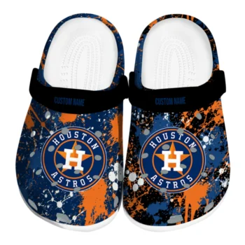 Houston Astros Clogs - Customized Splatter Splash Blue Black