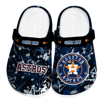 Houston Astros Clogs - Personalized Graffiti Burst Blue Black
