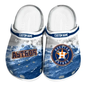 Houston Astros Clogs - Personalized Wave Swirl Blue White