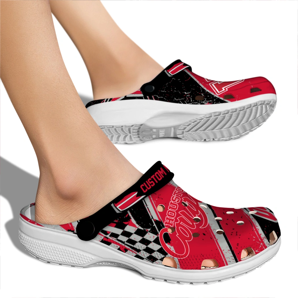 Houston Cougars Clogs - Custom Circuit Geometry Red Black 2
