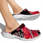 Houston Cougars Clogs – Personalized Checkered Streaks Red Black 1